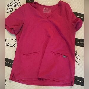 Figs hot pink 3 pocket scrub top.